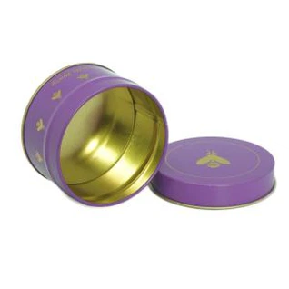 Kleine runde Blechdose mit Gold nach innen